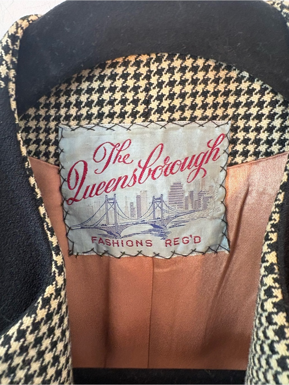 Vintage 1960s/70s The Queensborough Houndstooth Wool Blend Blazer Jacket - Picture 5 of 7